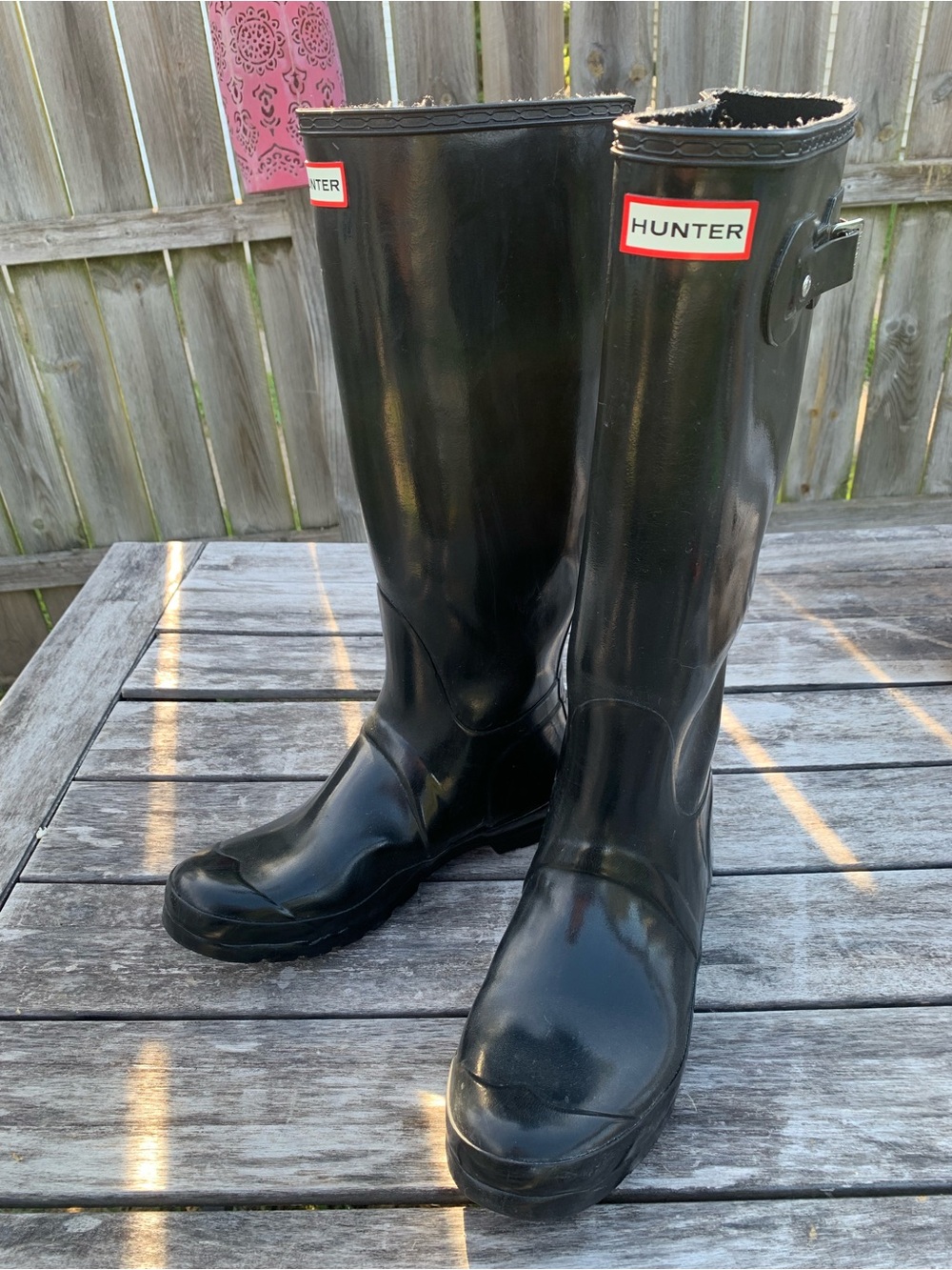 Hunter Original Tall Wellington Gloss Boots w/ Liner - 10 - Picture 2 of 6